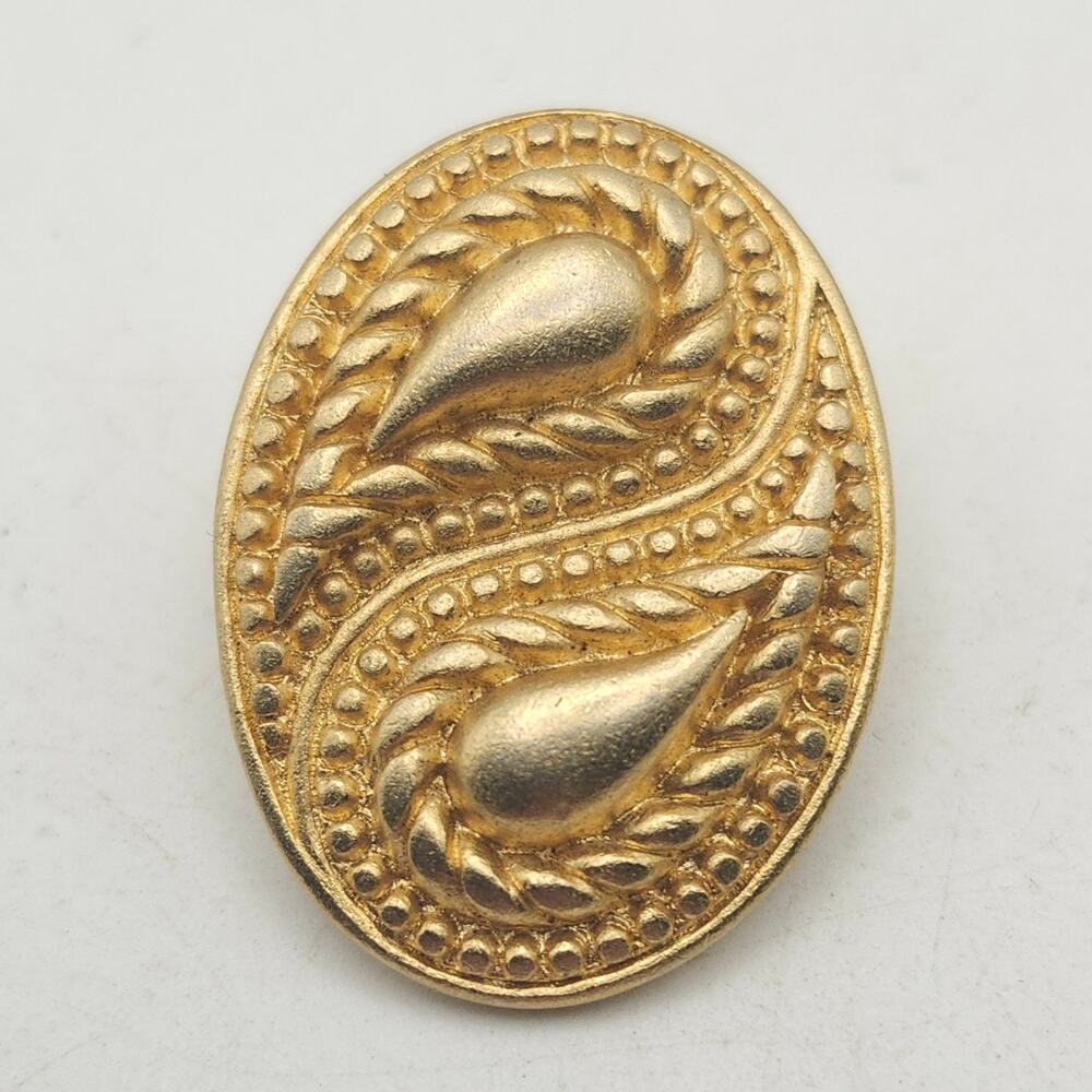 Monet Single Clip On Earring Gold Tone Paisley Oval Signed Designer Replacement